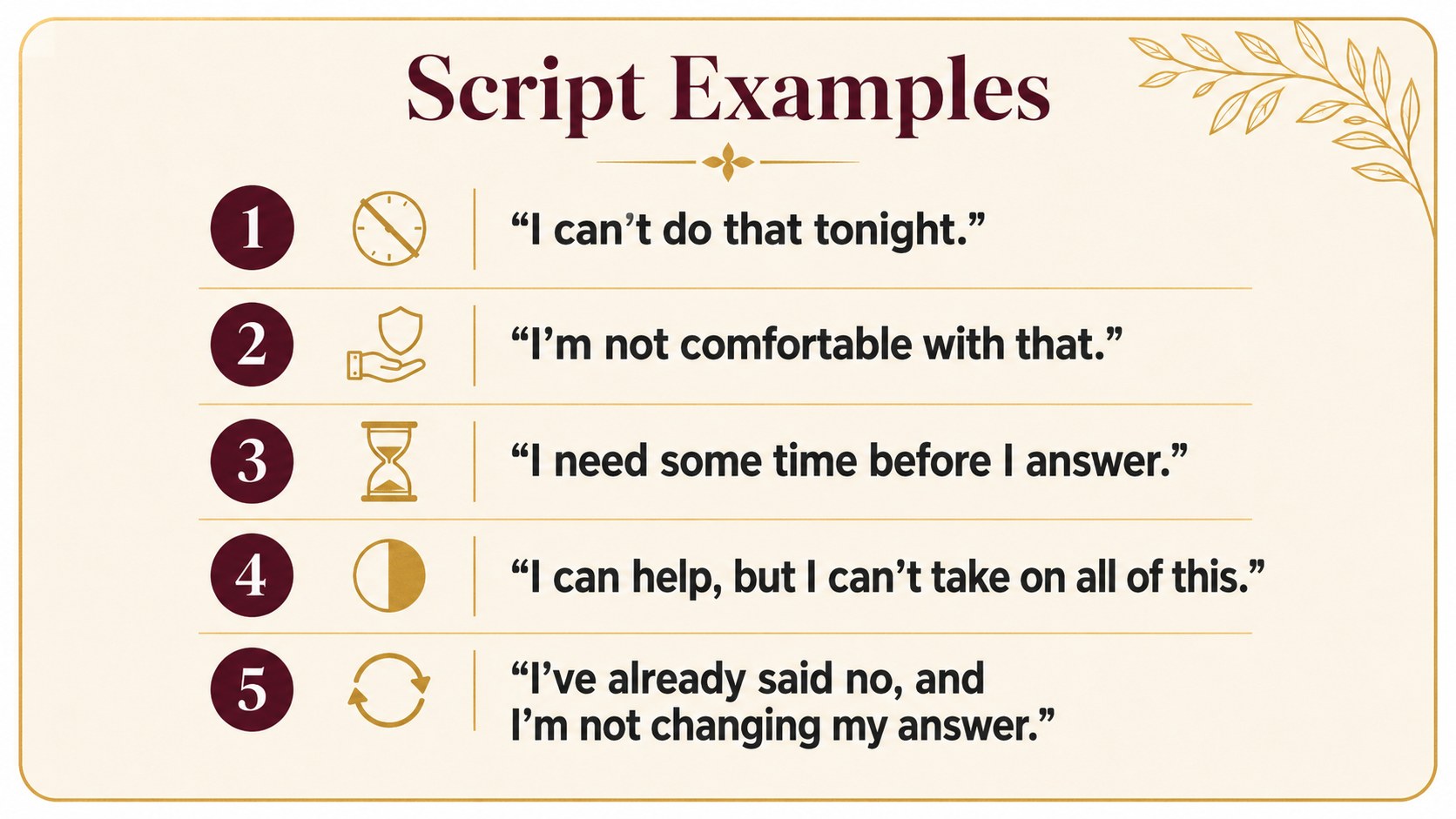Script Examples card showing situation categories covered in the workbook